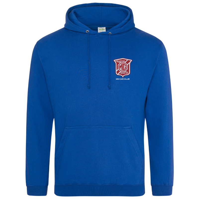 Overhead hooded sweatshirt with embroidered logo to left breast.