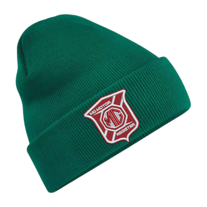 Knitted beanie hat with embroidered logo