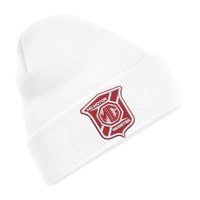Knitted beanie hat with embroidered logo