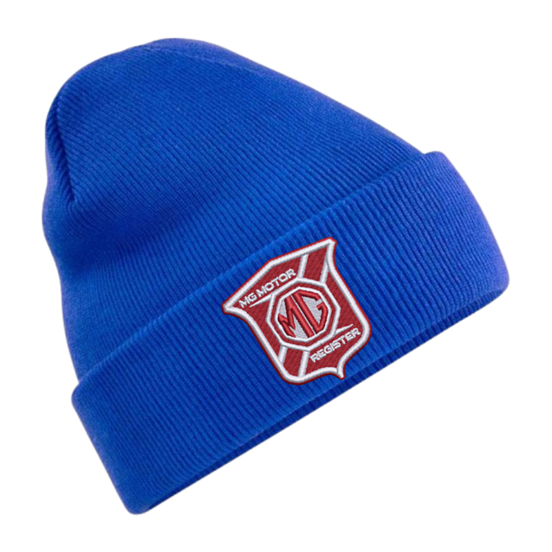 Knitted beanie hat with embroidered logo