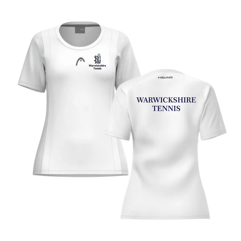 CLUB 25 TECH T Shirt Women, embroidered logo to left breast and print to back.