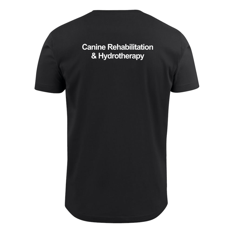 Unisex T shirt with logo embroidered front left breast and course name printed to the back