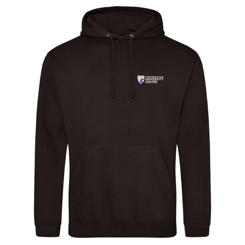 Unisex Hooded Sweatshirt with logo embroidered front left breast and course name printed to the back