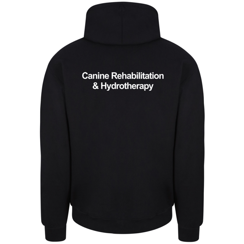 Unisex Hooded Sweatshirt with logo embroidered front left breast and course name printed to the back