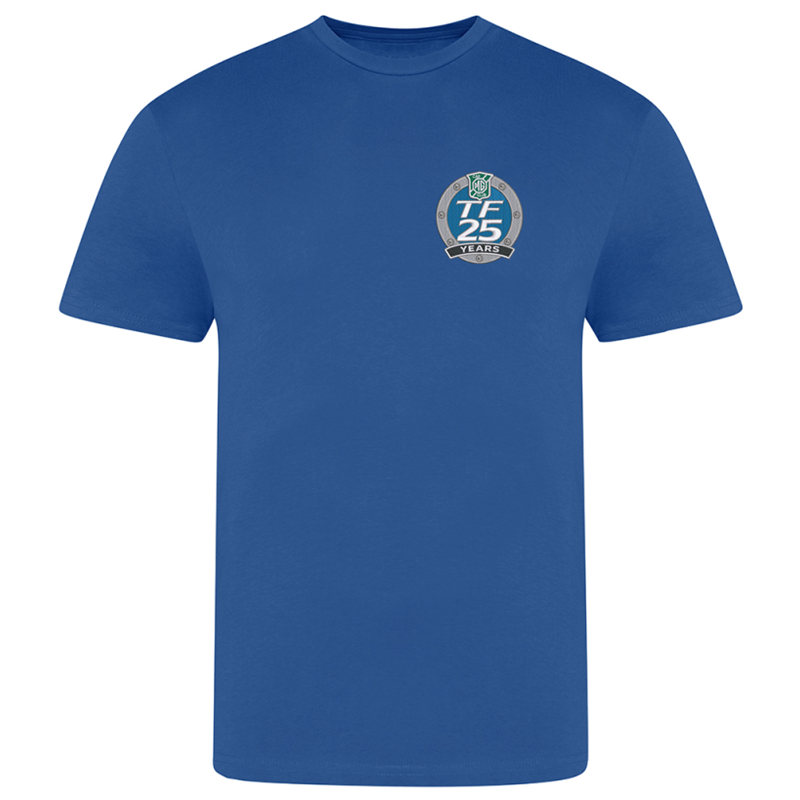 Classic crew neck T Shirt with embroidered logo. Mens/Unisex and ladies fit avaiable.