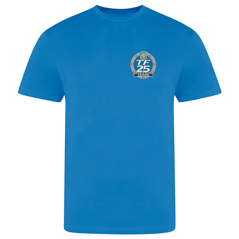 Classic crew neck T Shirt with embroidered logo. Mens/Unisex and ladies fit avaiable.