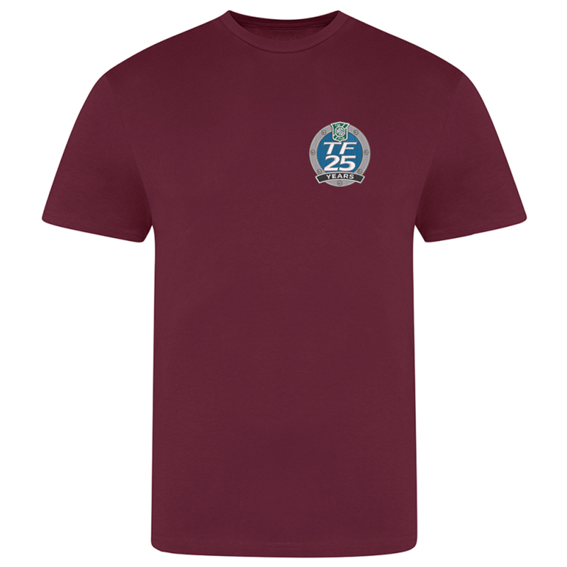 Classic crew neck T Shirt with embroidered logo. Mens/Unisex and ladies fit avaiable.