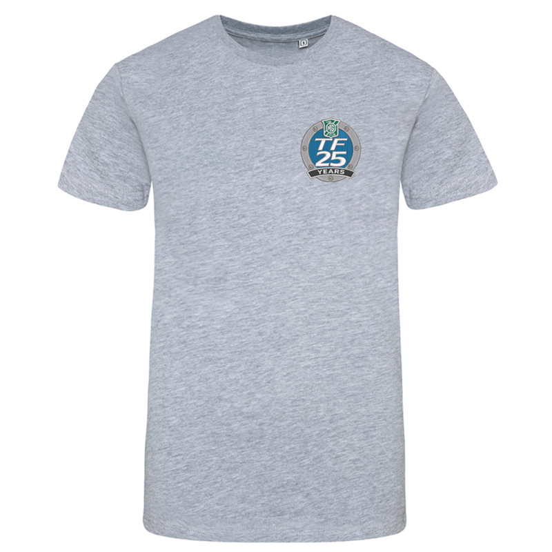 Classic crew neck T Shirt with embroidered logo. Mens/Unisex and ladies fit avaiable.