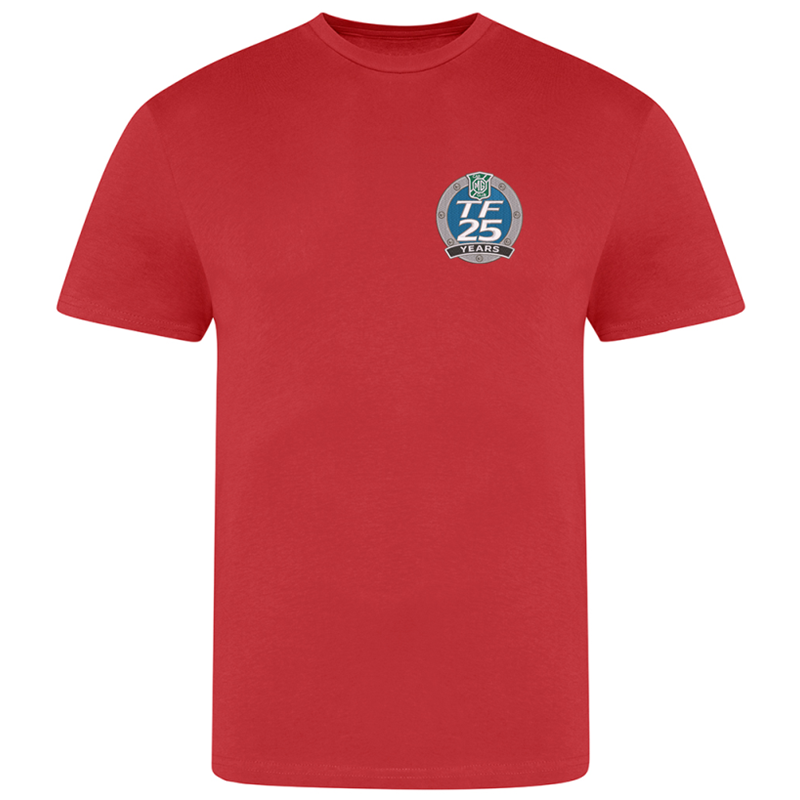 Classic crew neck T Shirt with embroidered logo. Mens/Unisex and ladies fit avaiable.
