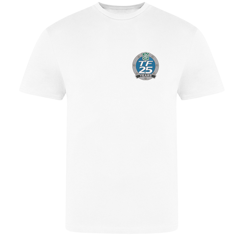 Classic crew neck T Shirt with embroidered logo. Mens/Unisex and ladies fit avaiable.