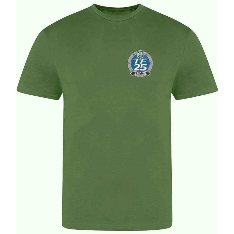 Classic crew neck T Shirt with embroidered logo. Mens/Unisex and ladies fit avaiable.