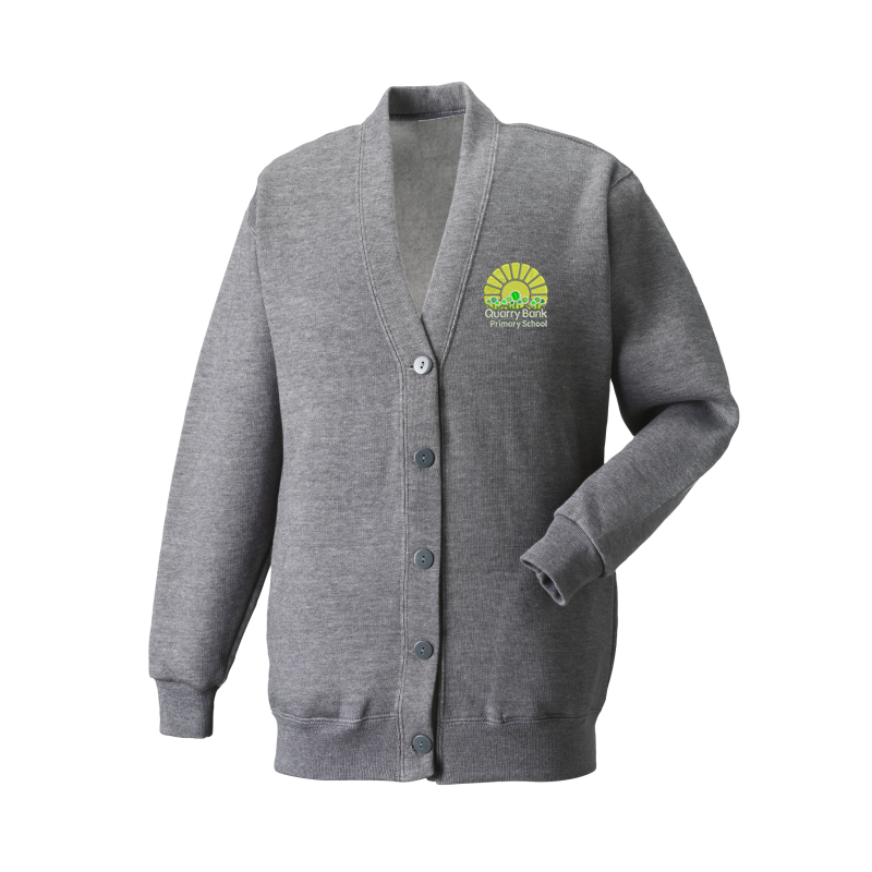 Grey Childs Cardigan, embroidered with School logo
