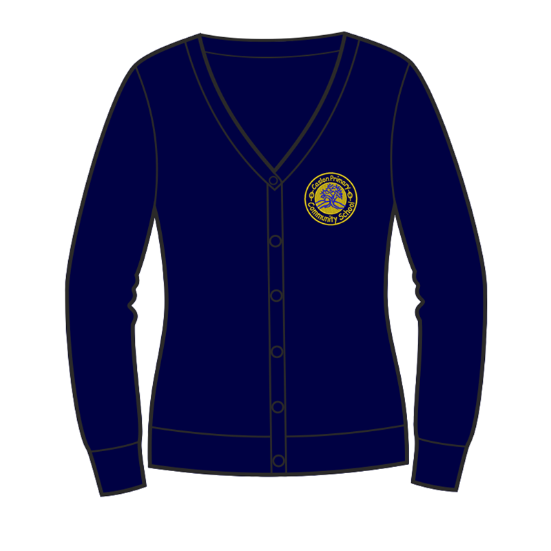 Caslon School Sweat Cardigan in navy, embroidered logo