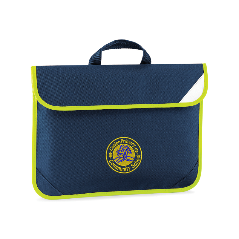 Navy Book Bag with Hi Viz trim, school logo to centre