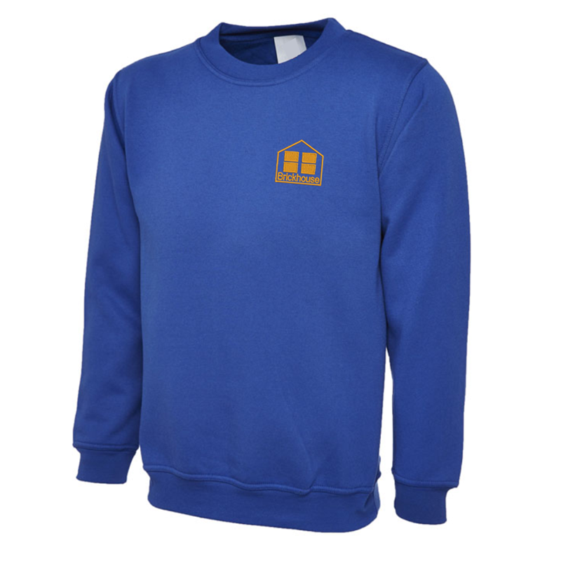Crew neck sweatshirt embroidered School logo to left breast.