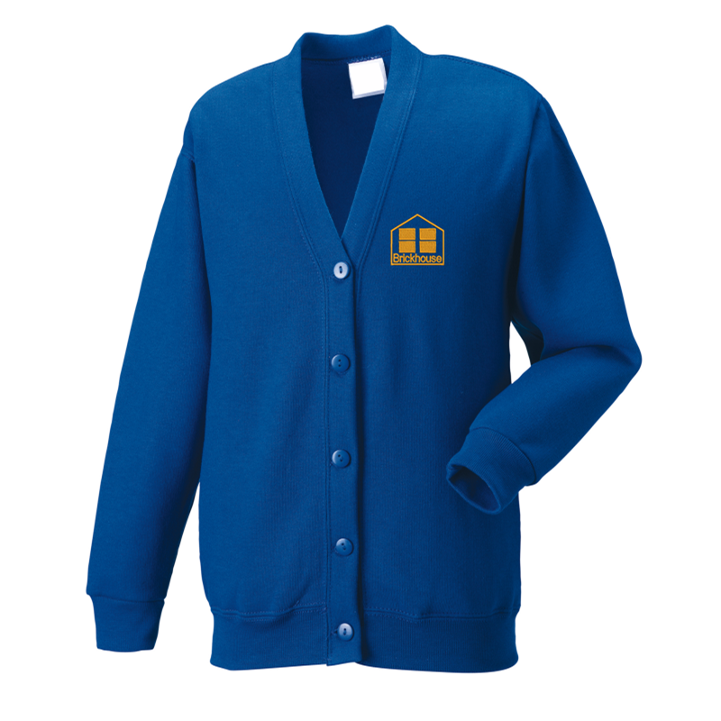 Red Cardigan embroidered with School logo.