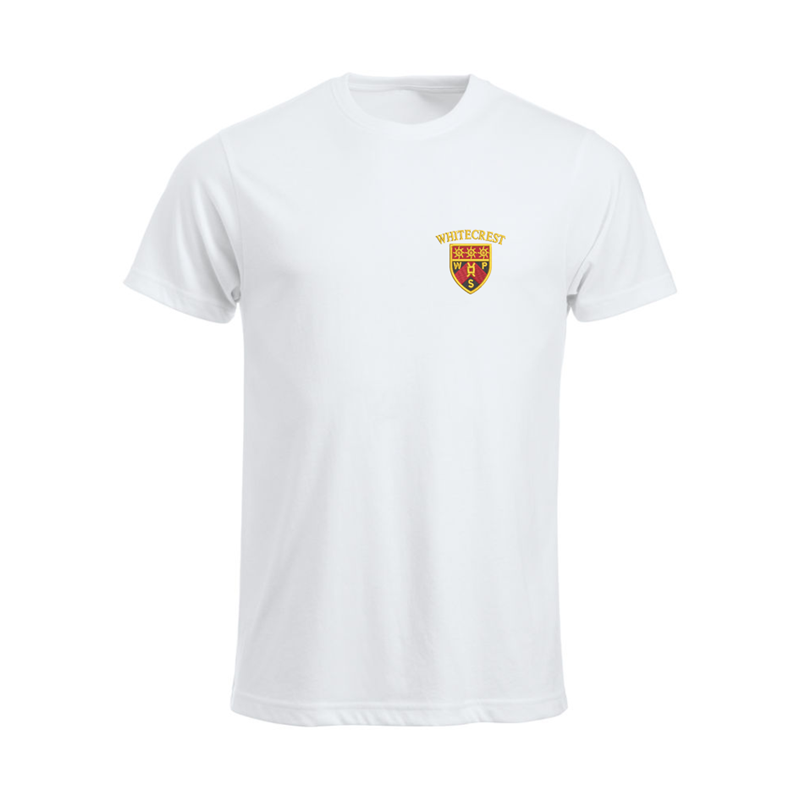 Crew neck cotton t shirt embroidered with School logo.
