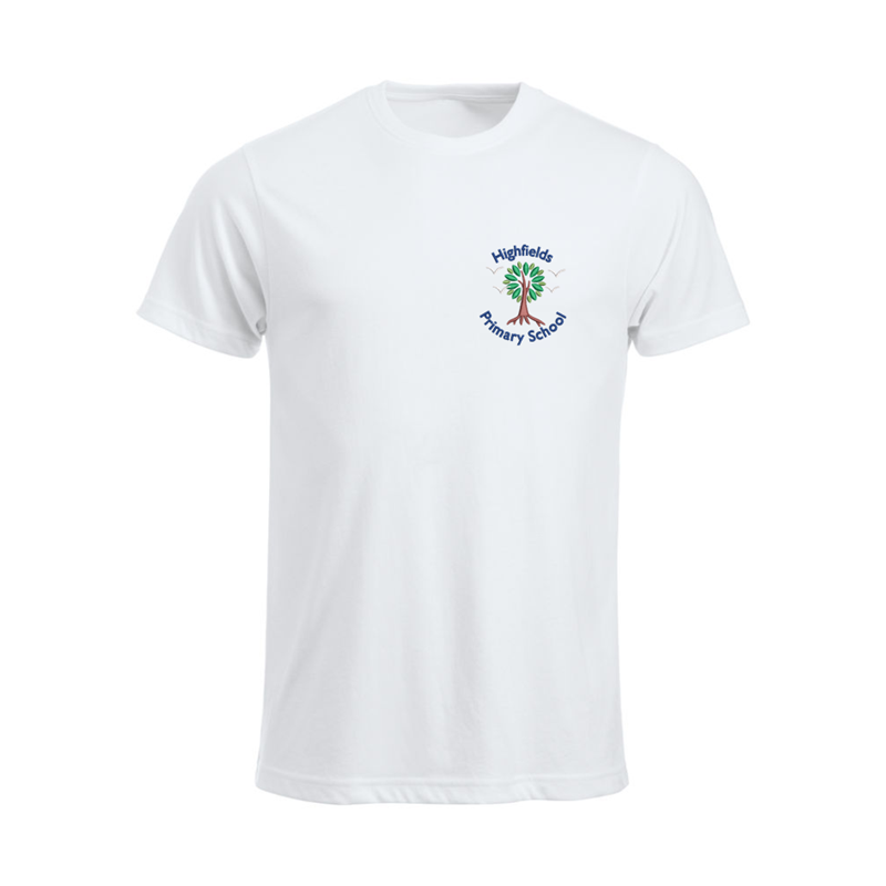 100% Cotton T Shirt embroidered School logo left breast.