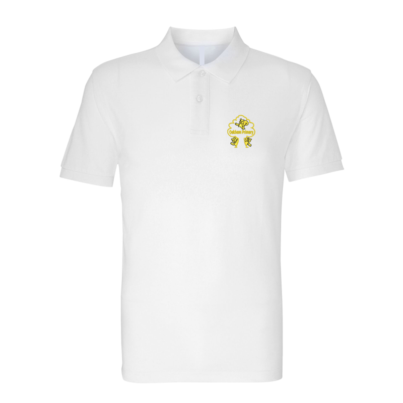 White poloshirt with School logo