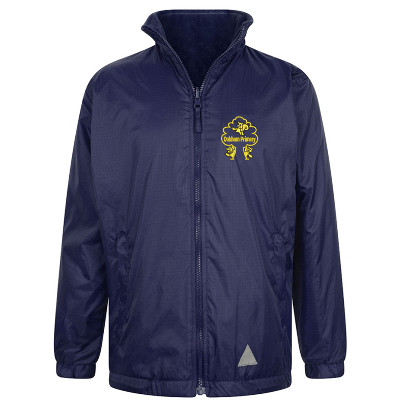 Full Zip Reversible Fleece Jacket embroidered with School logo.
