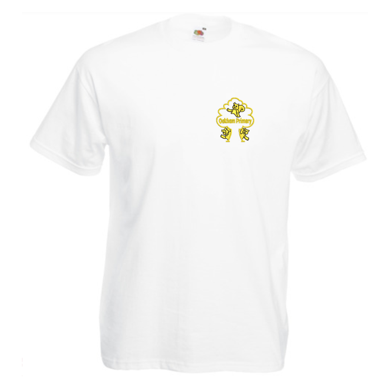 White Cotton PE T Shirt with School logo