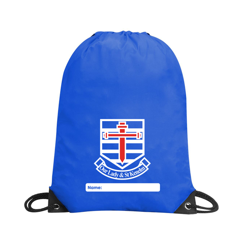 School PE Bag, logo embroidered to one side.