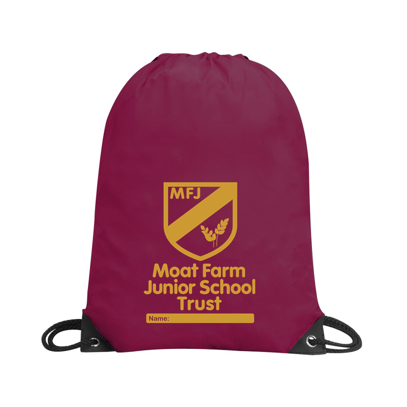 PE Bag prited with Moat Farm School logo