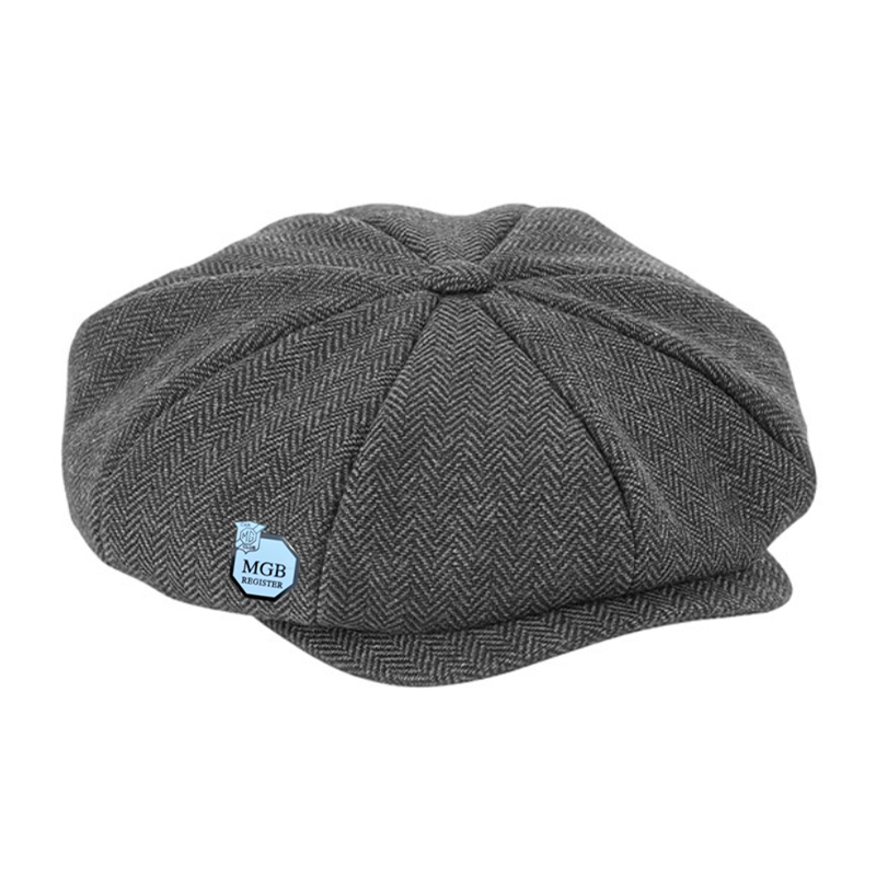 Traditional style has been given a modern revival with the heritage baker boy cap. Crafted from a luxe herringbone weave fabric, it’s time to take a closer look at this timeless silhouette. Includes MGB lapel badge!