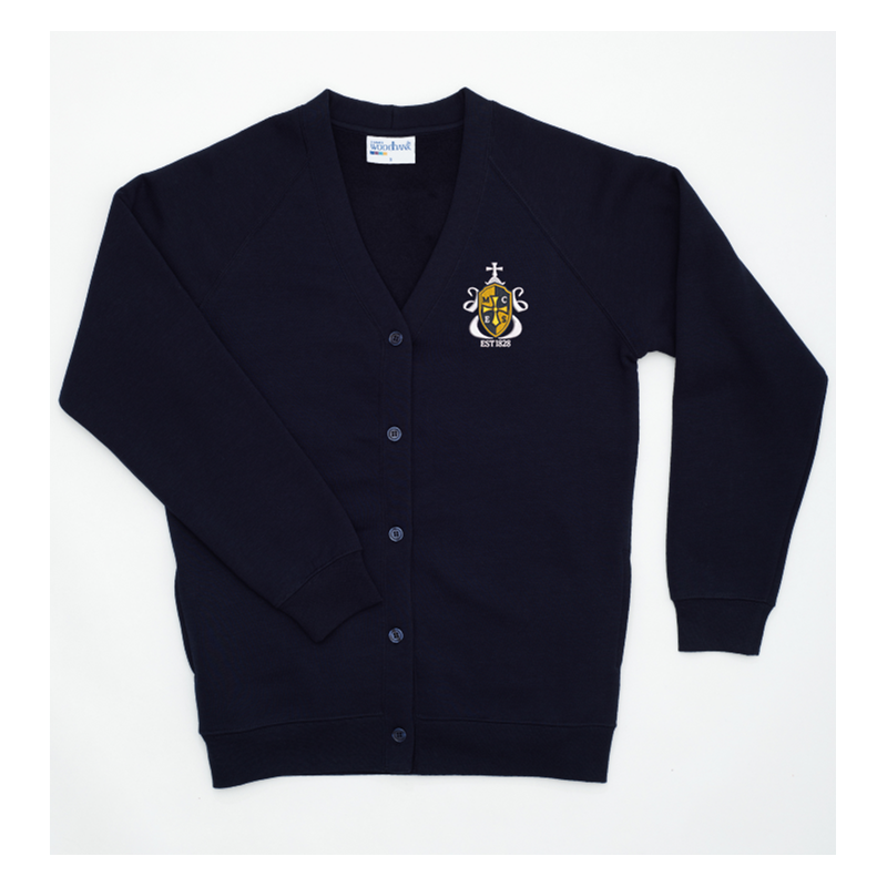 School Cardigan, with  logo embroidered.