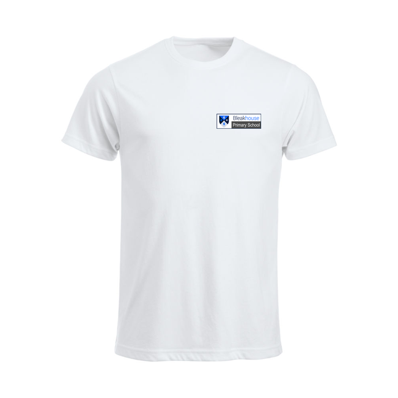 White Cotton PE T Shirt with printed logo