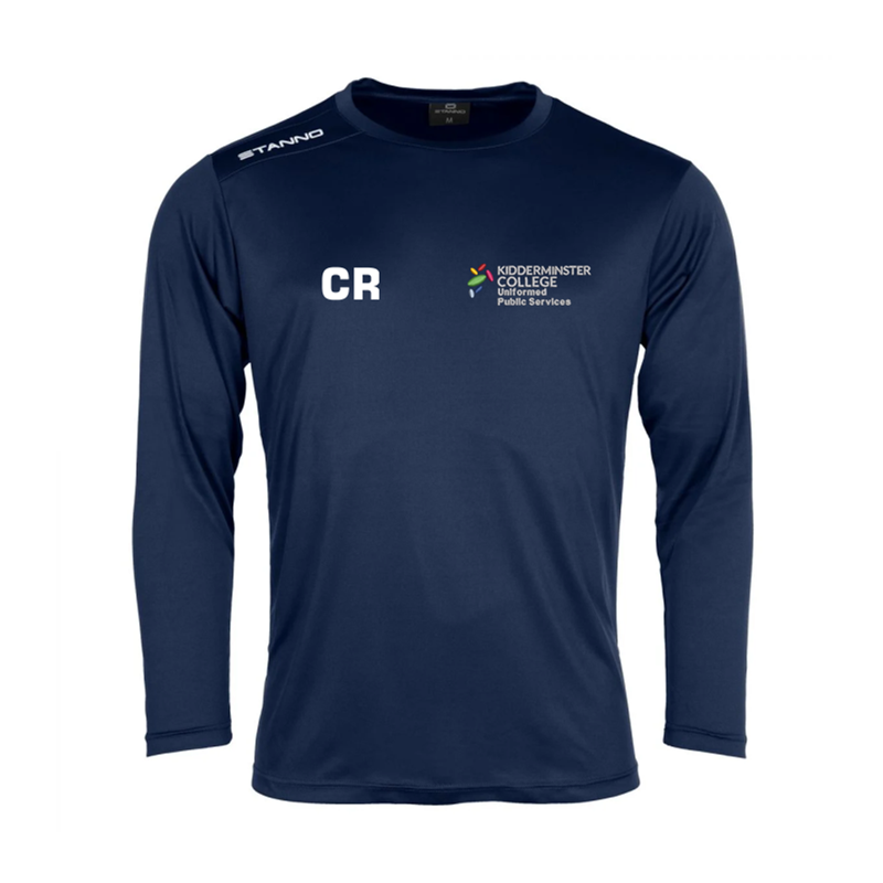 Navy short sleeve top, logo left breast. initials right breast.