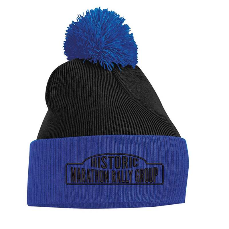 Classic Pom Pom Contrast Beanie hat, with logo embroidered to front.