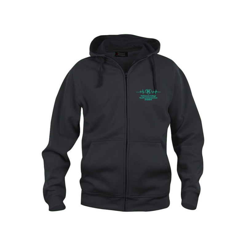 Full zip hooded sweatshirt embroidered with logo left breast