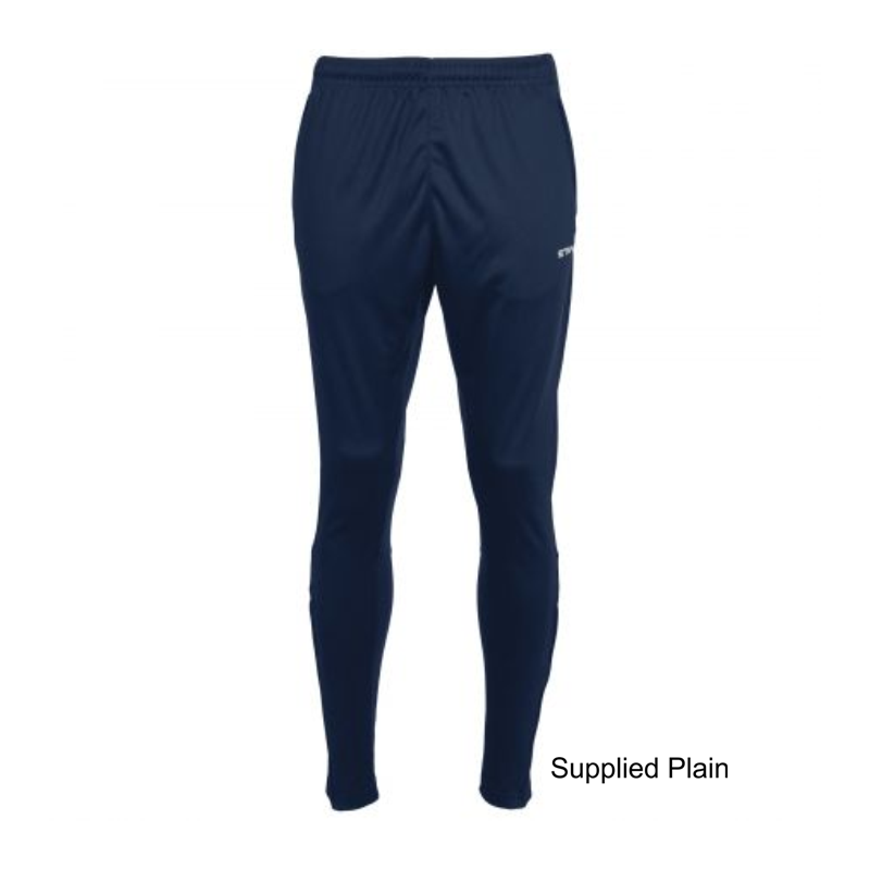 These slim fit training pants made of 100% polyester have a brushed inside for an extra soft feel. The pants have an elastic waistband with drawstring and two pockets with zip. The legs are provided with a zip at the bottom