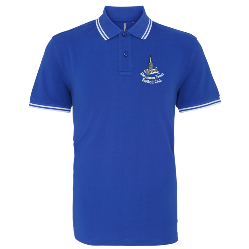 100% Cotton poloshirts, Adult Unisex size only with embroidered logo to left breast.