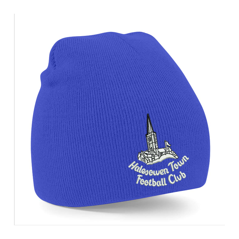Knitted beanie hat with club logo, one size