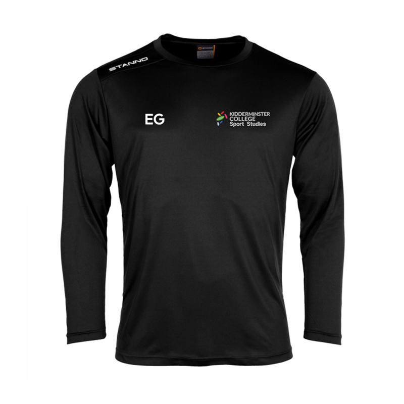 Black short sleeve top, logo left breast. initials right breast.