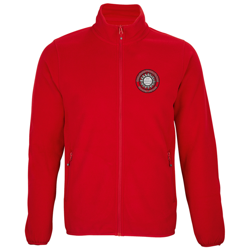 Full zip fleece jacket with embroidered logo.