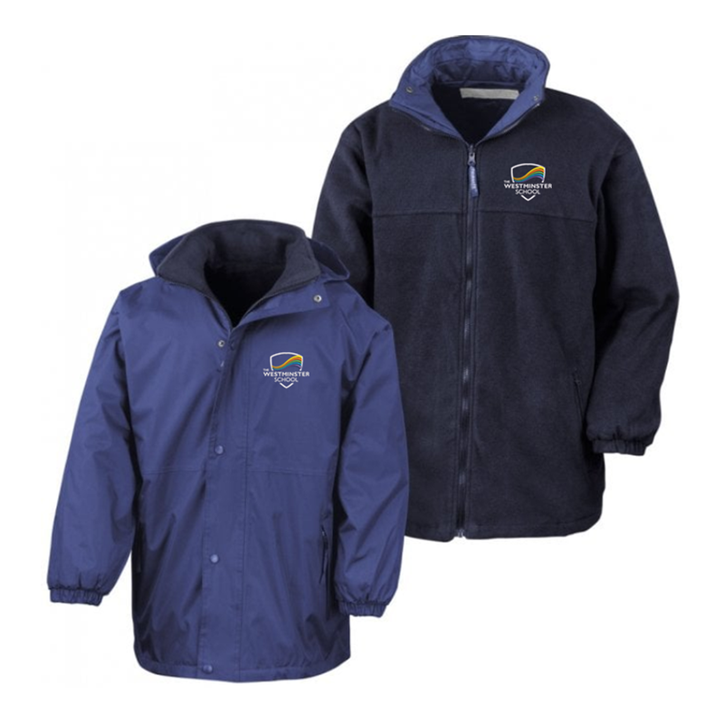 Full zip fastening with Front and back reflectors, Shower proof with Anti-Pill fabric inside, Zip away hood, Inside and outer zipped pockets with phone pocketEmbroidered School logo