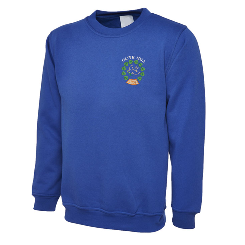 Crew neck sweatshirt with embroidered logo.