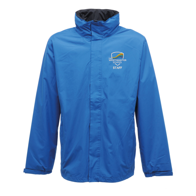 Waterproof jacket with embroidered logo.