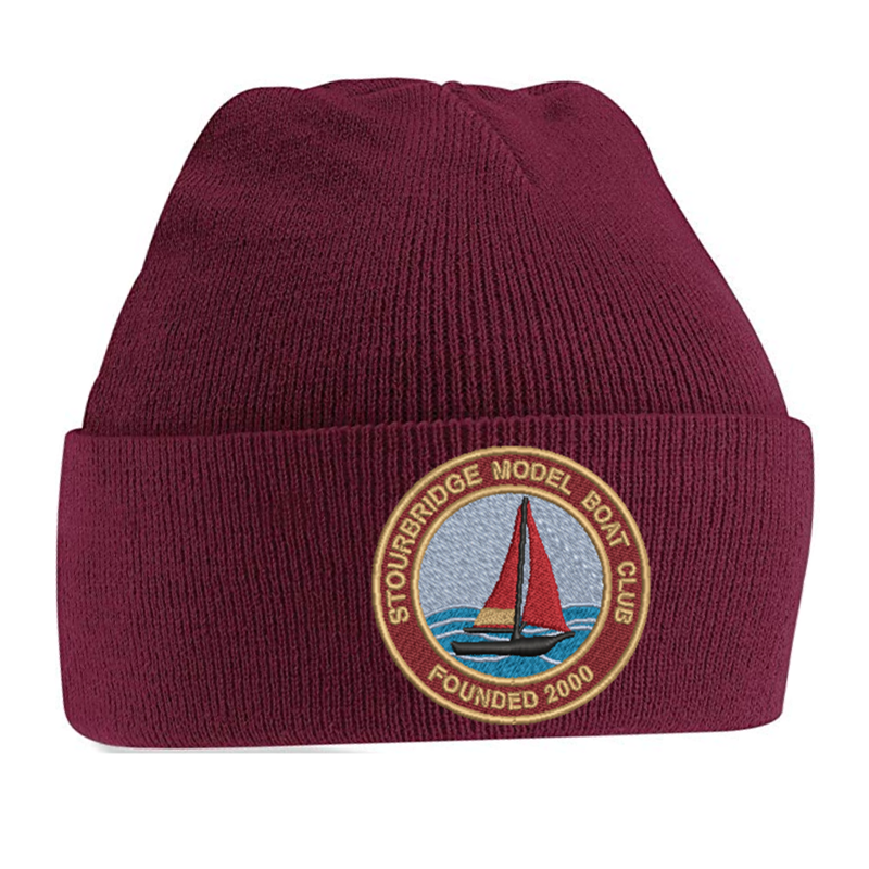 Cuffed beanie hat with logo embroidered