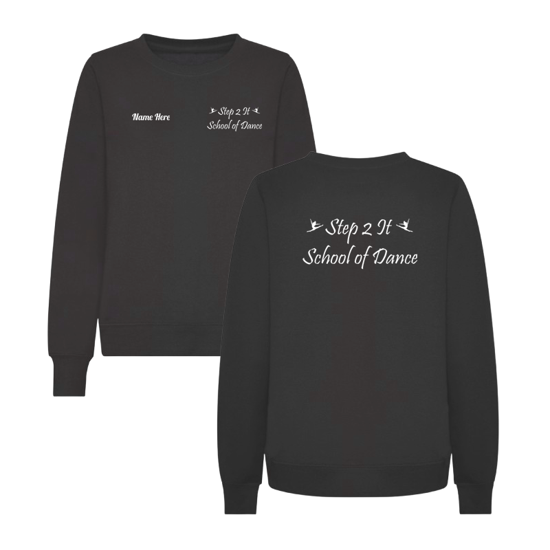 Crew neck sweatshirt, ladies fit logo and name.