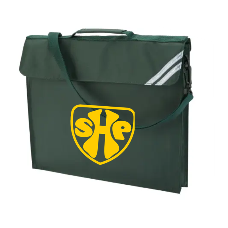 Classic book bag with strap with printed logo