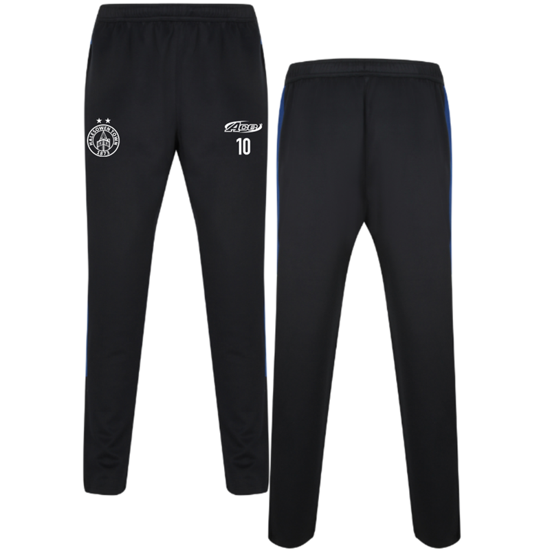 Polyester track pants, slimmer fit to match Track Top - printed with club logo and free number or initials.