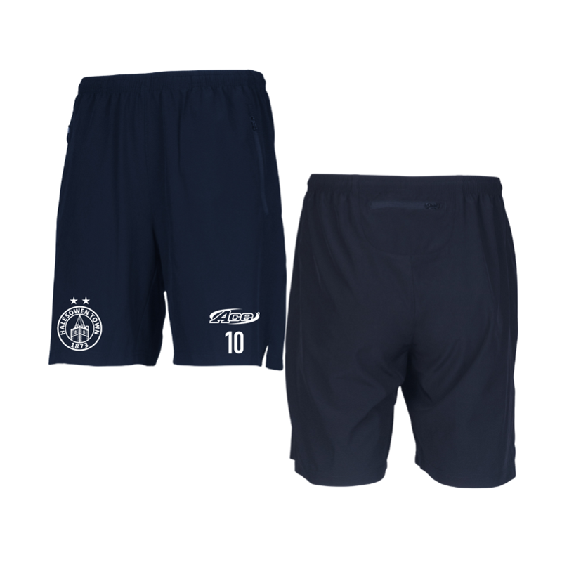 Soft polyester leisure short with zipped pockets.