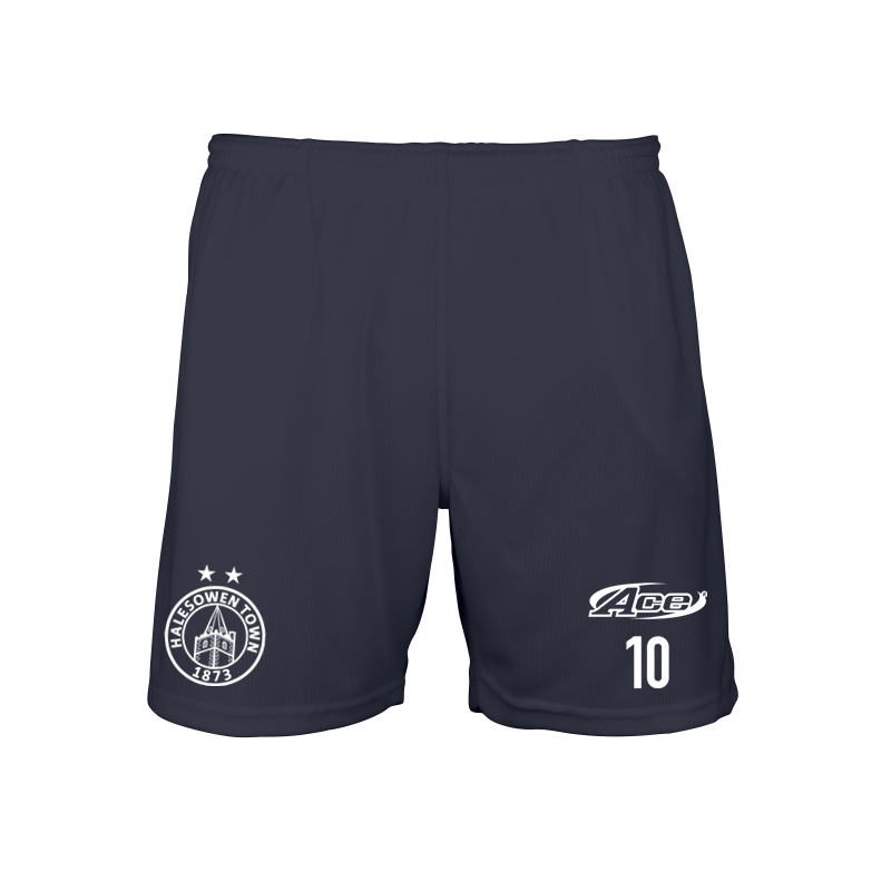 Polyester training shorts, Navy with club logo and free number or initial