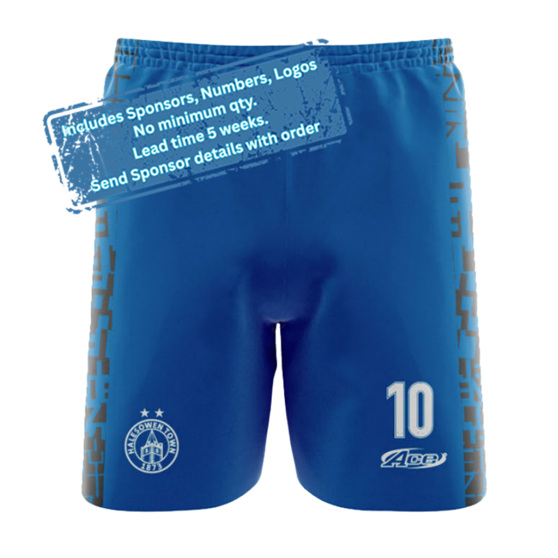 HTFC home playing shorts. Additional sponsor logos, numbers, names all inluded in the price.