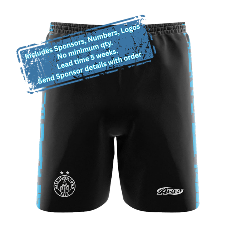 Polyester premium fabric, official HTFC playing shorts. Additional sponsor logos, numbers, names all inluded in the price.