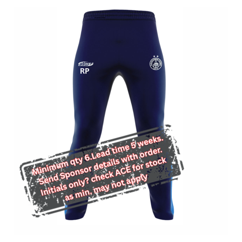 Full Zip Official Club Track Pant to match Koura trak top. Price includes an initial or number.